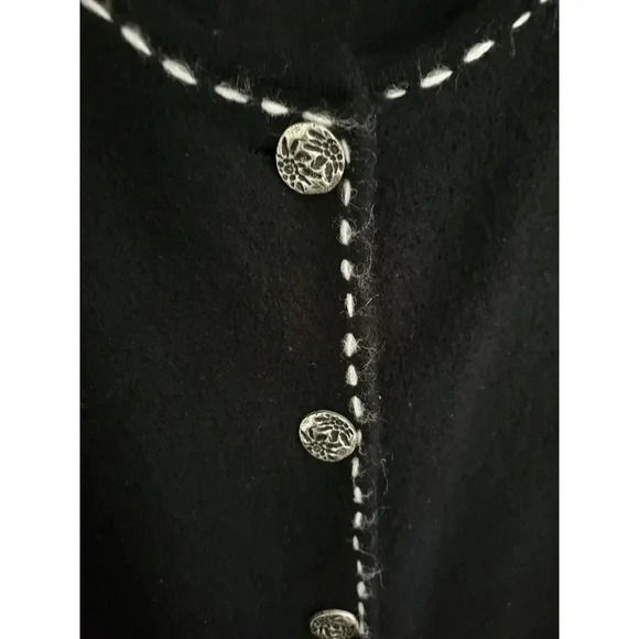 Vtg Napa Valley Button Up Black 100% Wool Embroidered Cardigan‎ Sweater Size Lg - Picture 2 of 9